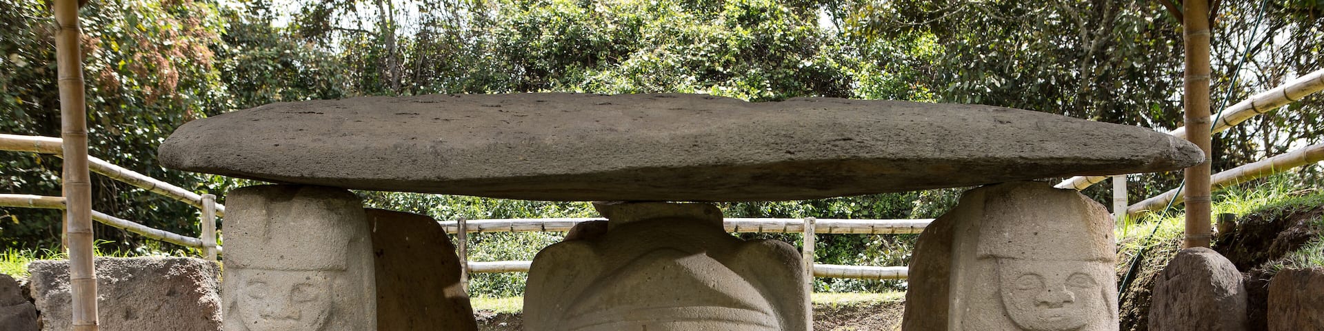 ancient pre-columbian tomb statues in San Agustin Colombia