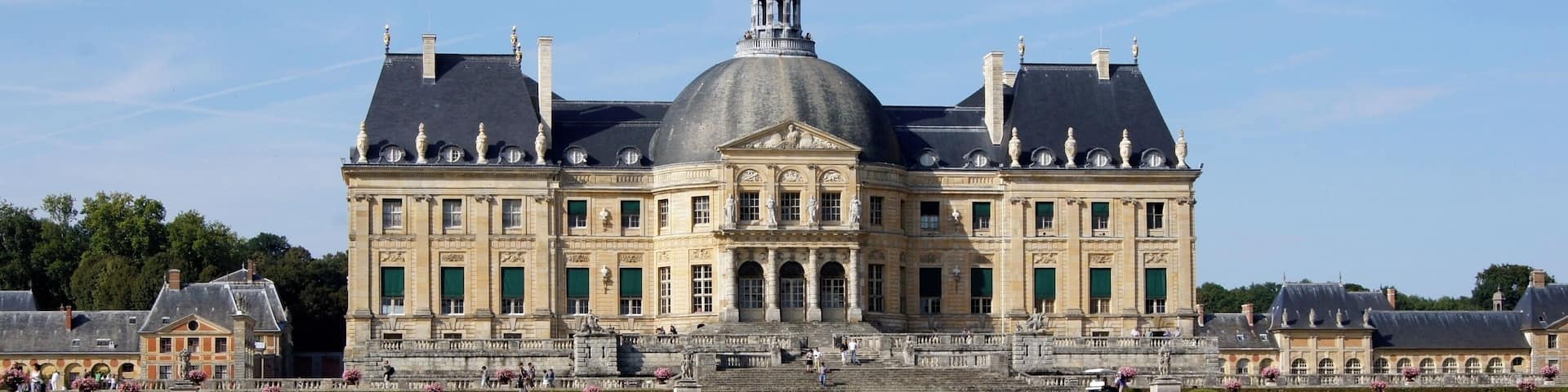 The castle of Vaux-le-Vicomte, with parterre garden, Seine-et-Marne, France.