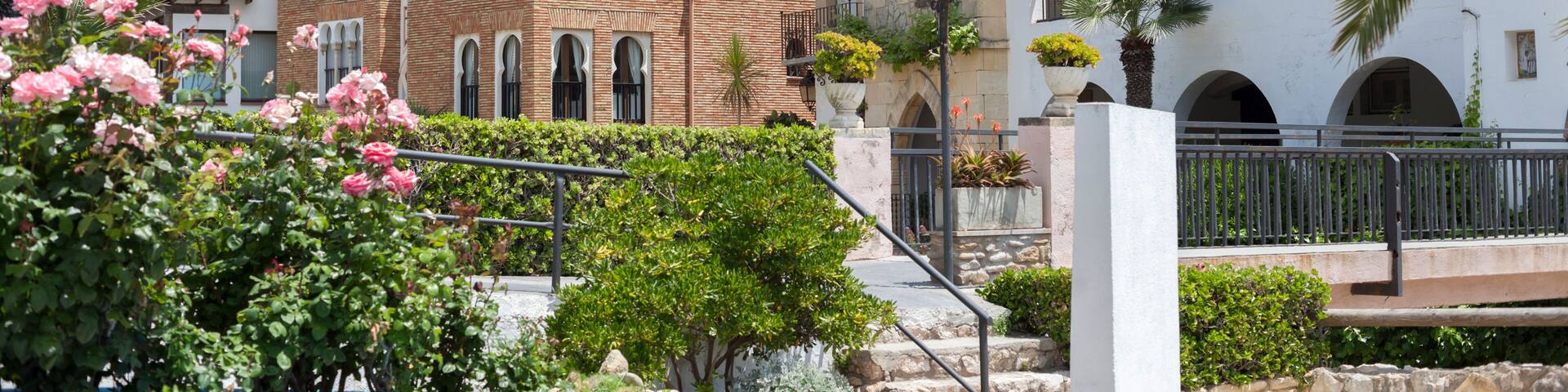 Roc Sant Gaieta, picturesque residential buildings, Roda de Bera, Costa Daurada, province Tarragona, Catalonia.Spain.