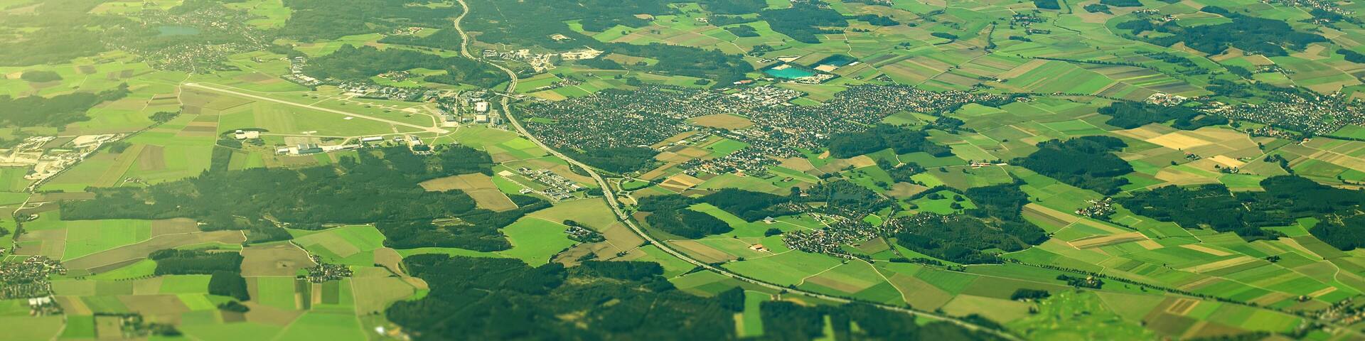 Aerial view of Gilching in Bavaria, Germany.