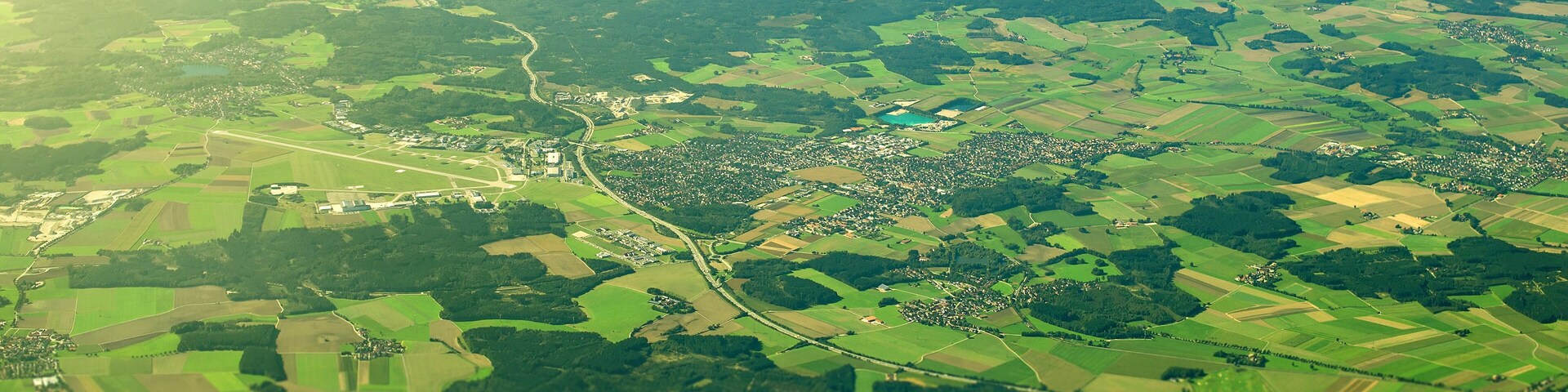 Aerial view of Gilching in Bavaria, Germany.