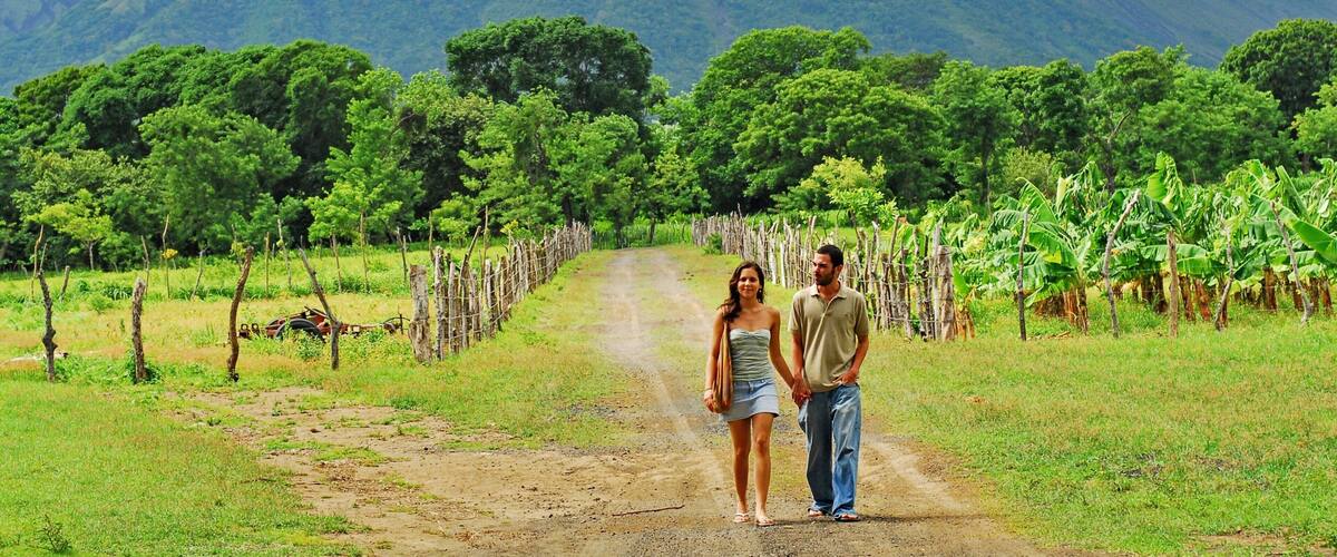 Ometepe Island showing farmland, landscape views and mountains