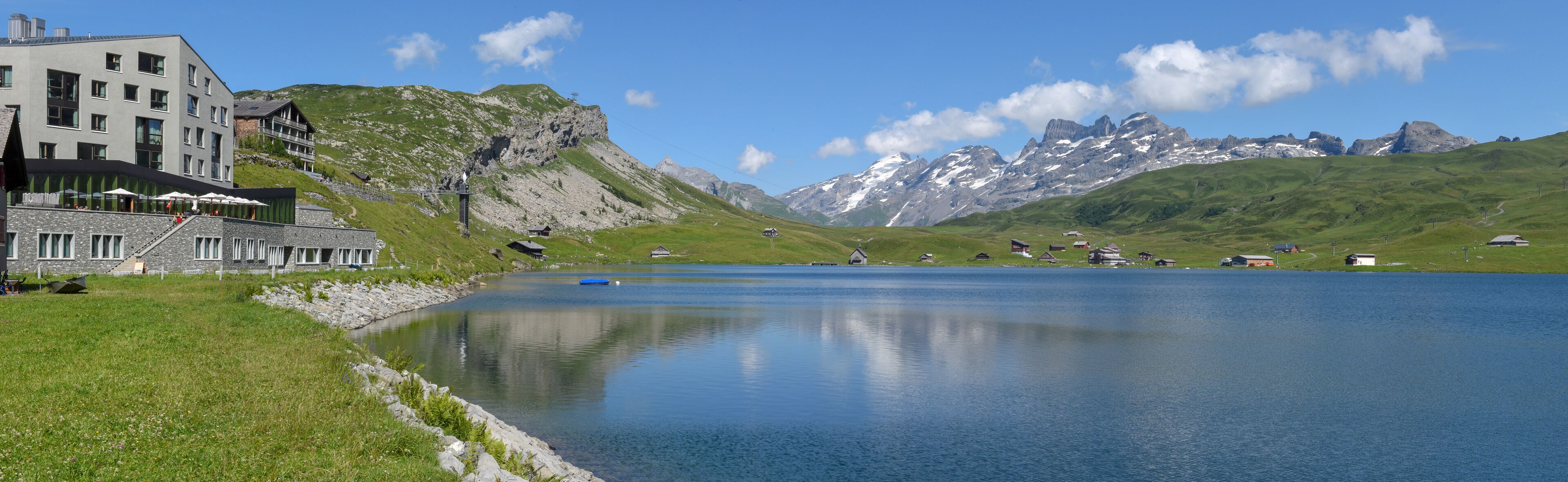 Mountain lake at Melchsee-Frutt in the Swiss alps