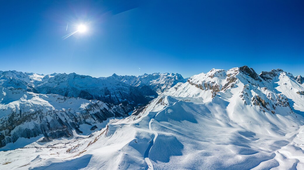 Ski slopes and mountains, Melchsee-Frutt mountain resort village, Switzerland