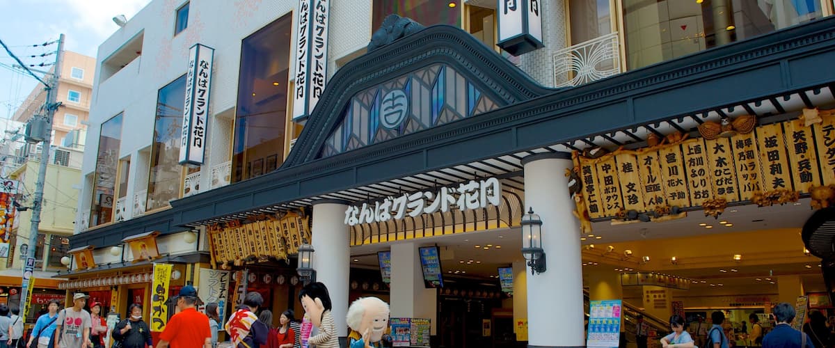 Namba Grand Kagetsu showing signage, a city and street scenes