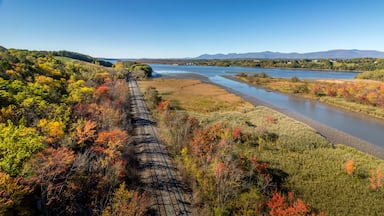 Train tracks by the Hudson River