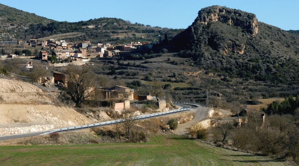 Castell de Santa Linya (les Avellanes i Santa Linya): el turó de la dreta del poble. This is a photo of a monument indexed in the Spanish heritage register of Bienes de Interés Cultural under the reference RI-51-0006258.