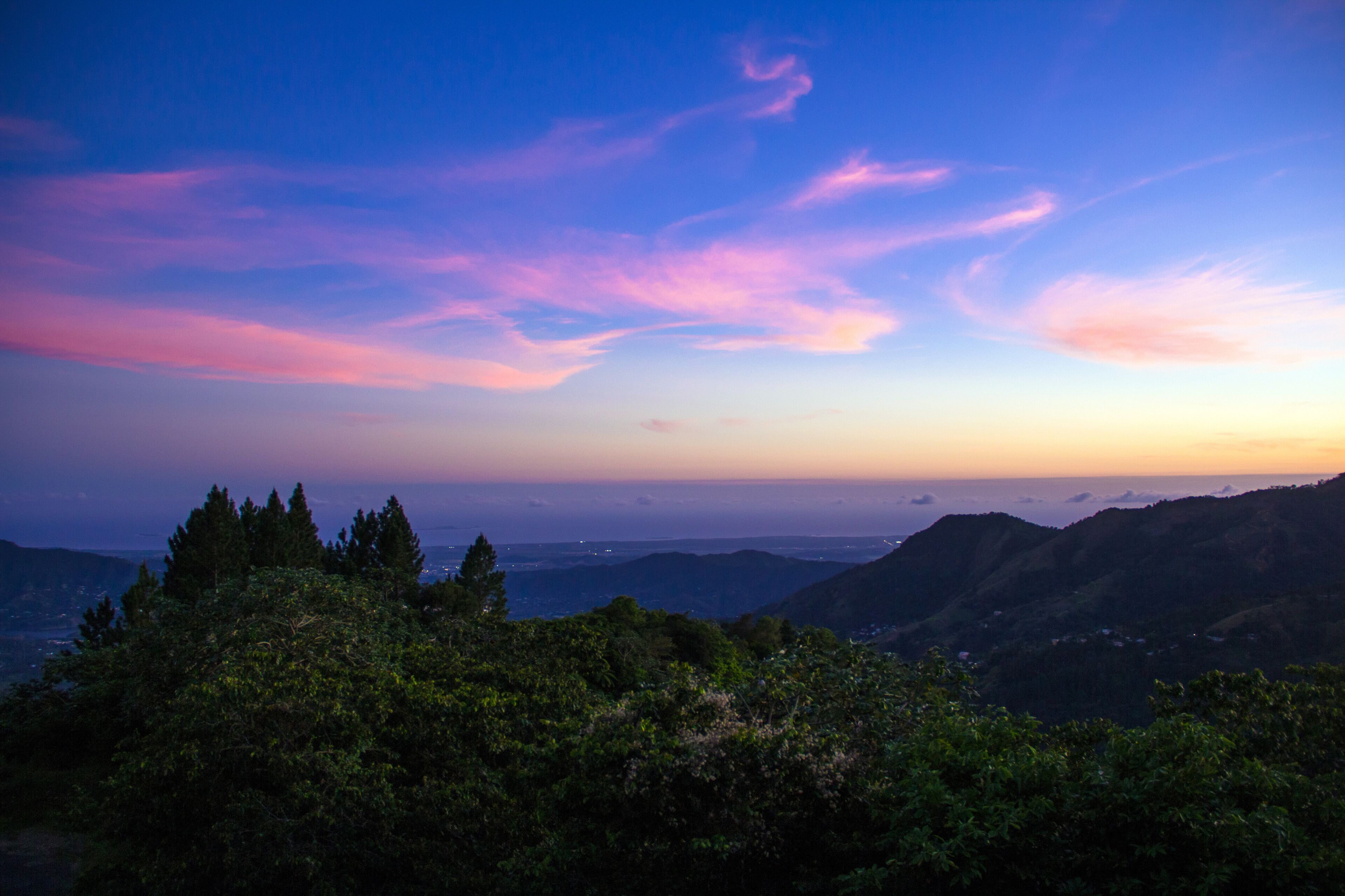 Beautiful sunset view from Cordillera Central in Puerto Rico