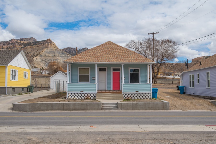 colorful town houses in Helper , Utah ; Shutterstock ID 1064579471; Purchase Order: -