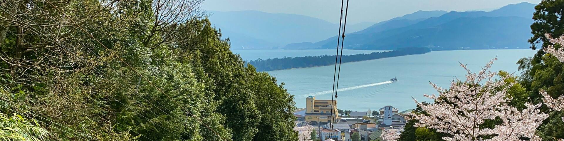 Cable car heading to the viewing spot at Amanohashidate, Japan.