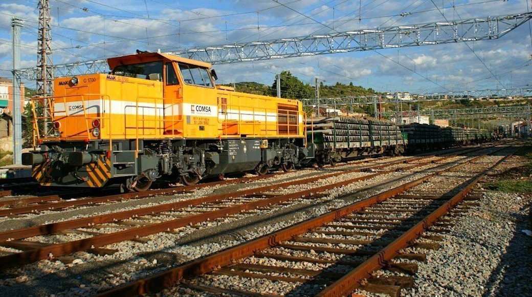 La Mak G 1700 de Comsa (Serie 317 de COMSA) descansant en la platja de vies de Sant Vicenç de Castellet.