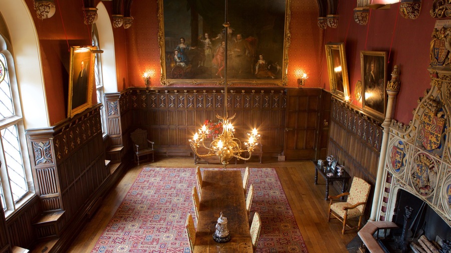 Powderham Castle which includes interior views, art and a castle
