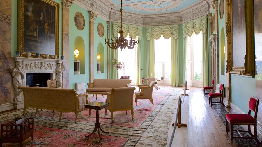 Powderham Castle featuring interior views and a castle