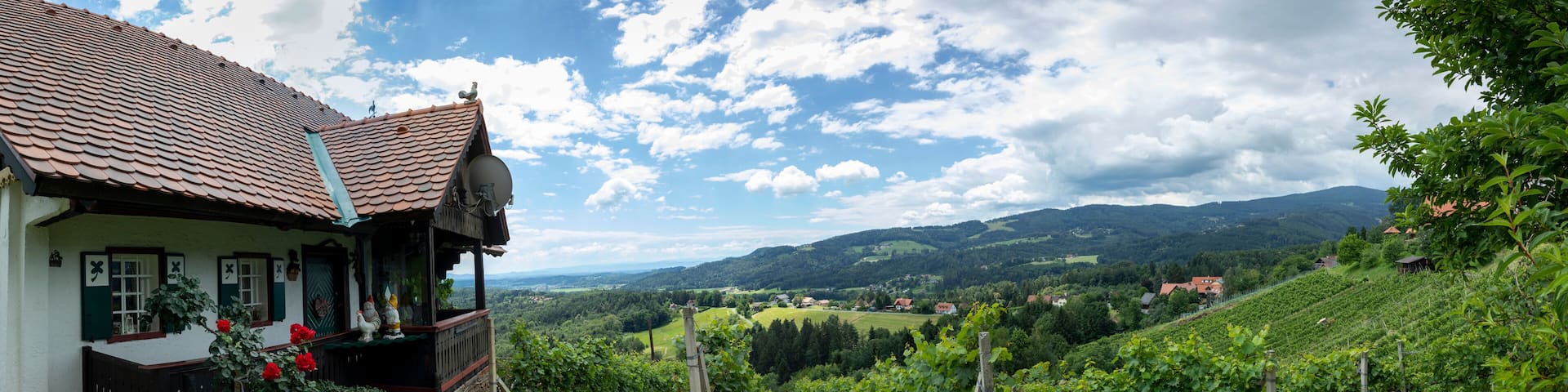 panorama old wine growing area named Schilcherstrasse near Stainz in Styria, Austria