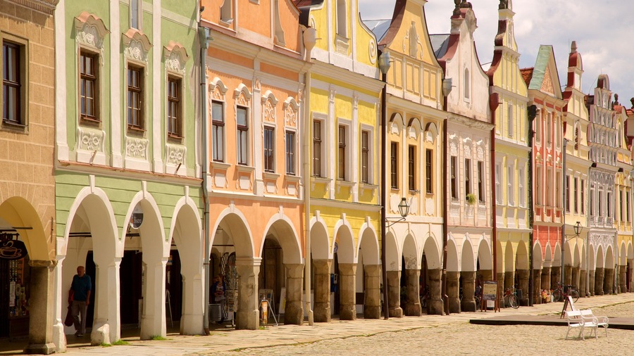 Telc featuring a city