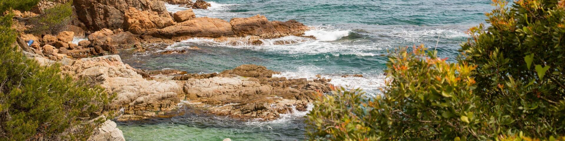 Cala Boadella Beach featuring rocky coastline and general coastal views
