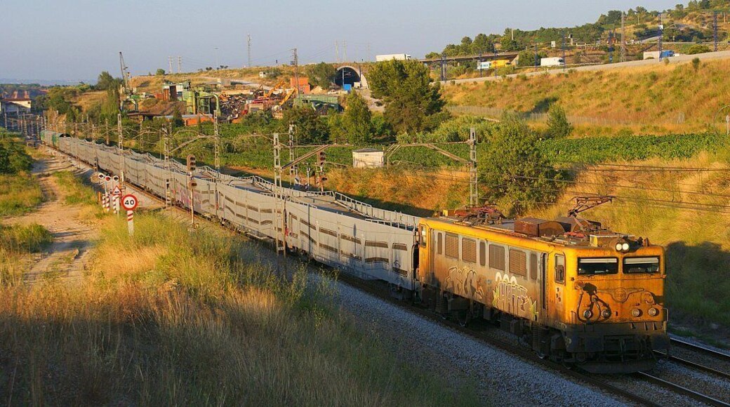 Poques fotos tinc d'aquests vagons, sempre por un motiu o altre m'ha passat algo o hi ha alguna cosa a la foto que no acaba de fer-me el pes, potser aquesta sigui la mes decent, tot i que la locomotora ja està en zona amb ombra. La japonesa 269.503 (a la qual no he pogut identificar) amb el portacotxes La Llagosta -> Fuencarral al seu pas per Sant Sadurní d'Anoia. Pocas fotos tengo de estos vagones, siempre por un motivo u otro me ha pasado algo o hay algo en la foto que no acaba de convencerme, quizás esta sea la mas decente, a pesar de que la locomotora ya está en zona con sombra. La japonesa 269.503 (a la cual no he podido identificar) con el portacoches La Llagosta -> Fuencarral a su paso por Sant Sadurní d'Anoia.