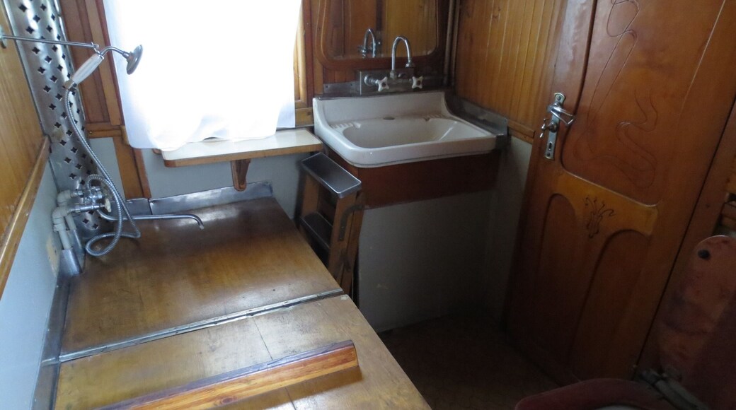 The bathroom of Stalin's railroad car. A visit to the Joseph Stalin Museum in Gori, Georgia also includes a tour of Stalin's old railway car.
Stalin was terrified of flying, and apparently went everywhere he needed to go in a bulletproof train.
This is the train that Stalin took to a whole host of conferences during World War II.