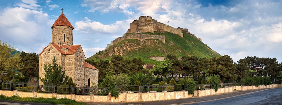 Medieval fortress and church in Goryje, Georgia.