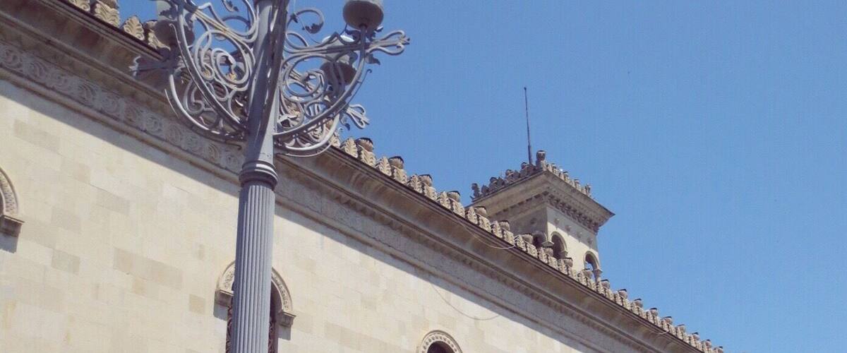 Park bench outside of the Stalin Museum in Gori, Georgia.
