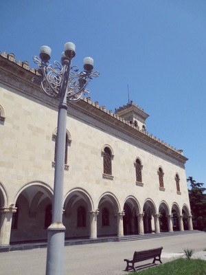 Park bench outside of the Stalin Museum in Gori, Georgia.