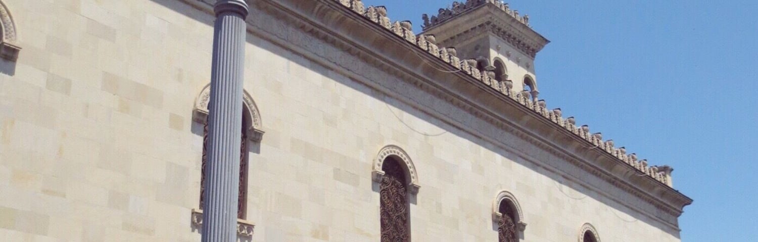 Park bench outside of the Stalin Museum in Gori, Georgia.