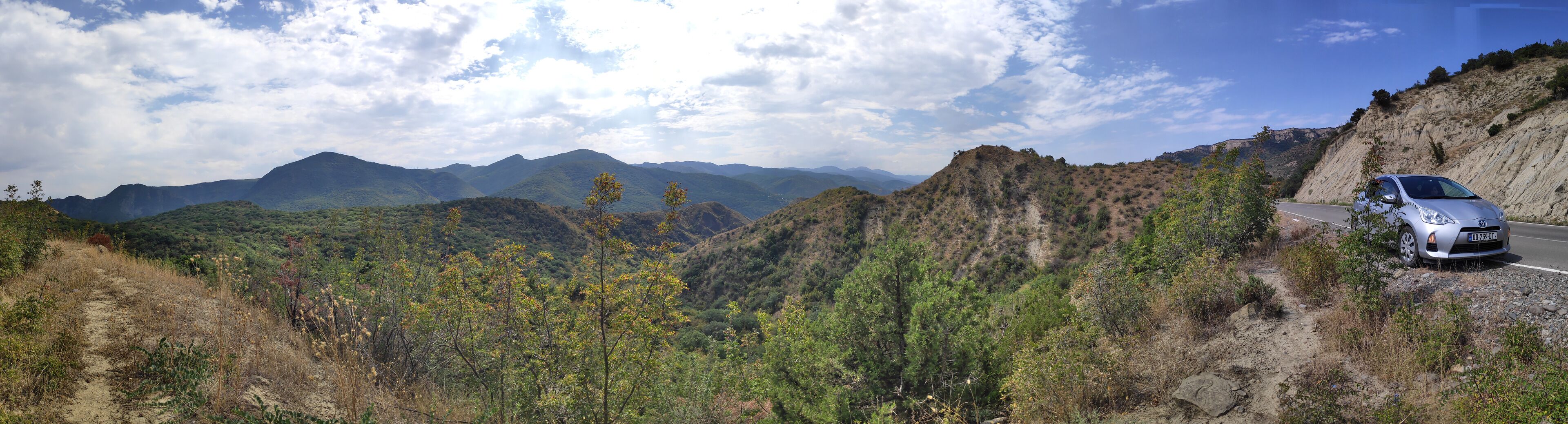A road along a narrow  canyon from the main square in the town Mtskheta