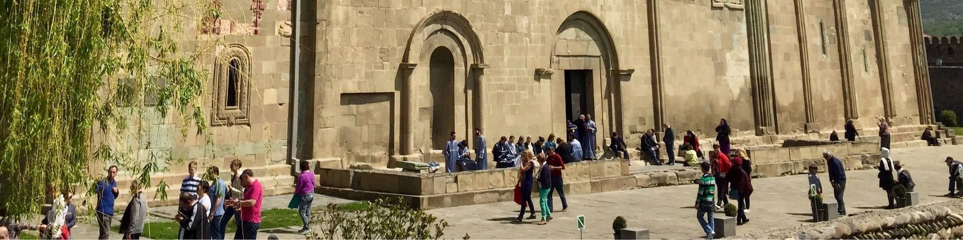 Mtskheta, Georgia used to be the regional capital from around 500 B.C to 500 A.D.
A first church was built in the 4th century and today's cathedral dates back to the 11th century.