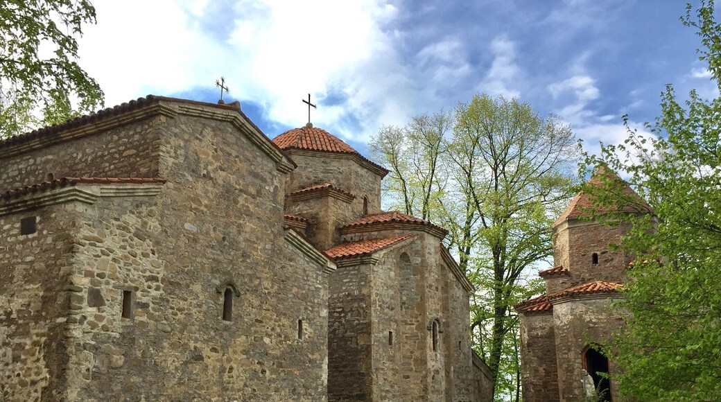 Dzweli Shuamta or "Old" Shua Mta is located West of Telavi, Kakheti, consists of 3 small churches and was founded by one of the 13 Syrian Missionaries in the 6th century. This ensemble lost its importance when the new monastery , Akhali Shuamta, 3 km closer to Telavi, was founded in the 16th century.