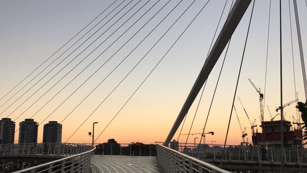 Beautiful sunset over a footbridge #adventure