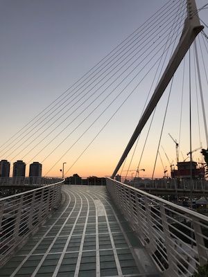 Beautiful sunset over a footbridge #adventure