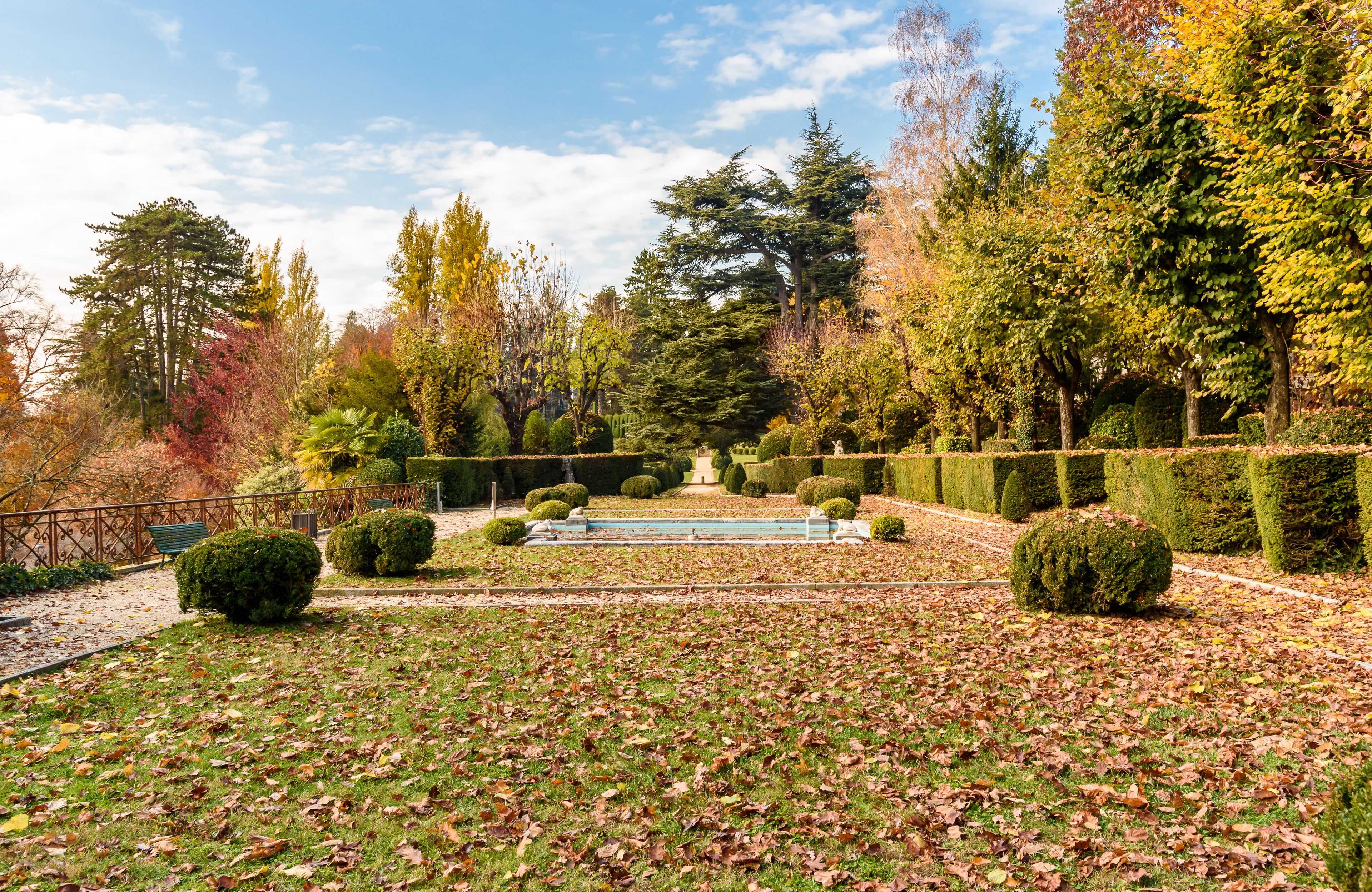 Public gardens of Villa Toeplitz at autumn season in Varese, Lombardy, Italy.