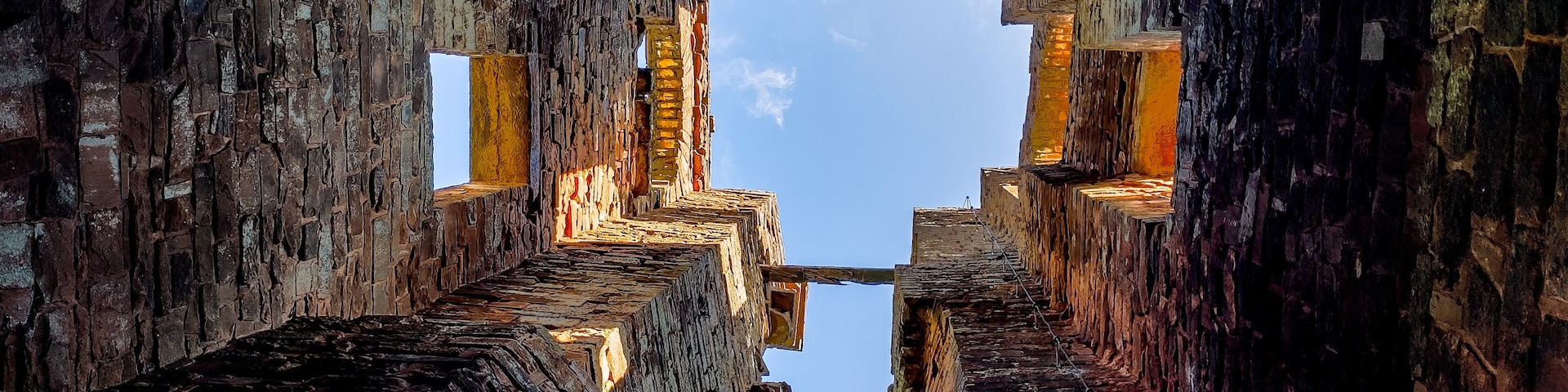 Sky view Jesuit ruins in São Miguel das Missões, RS, Brazil.