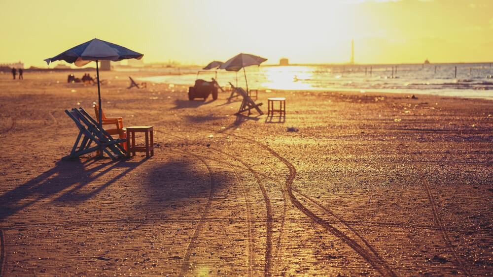 Beach chairs and tables, Ras Elbar, Damietta, Egypt.