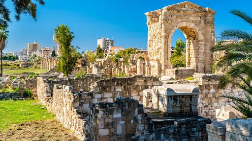 Arch of Hadrian at the Al-Bass Tyre necropolis in Lebanon