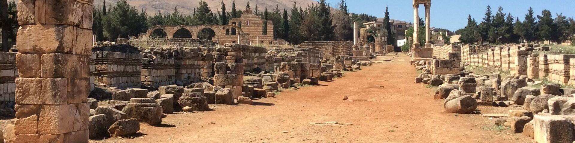 Ruins of Anjar, close to the Syrian border and representing the Ummayad period - early Muslim architecture that is borrowing heavily from Roman architecture.