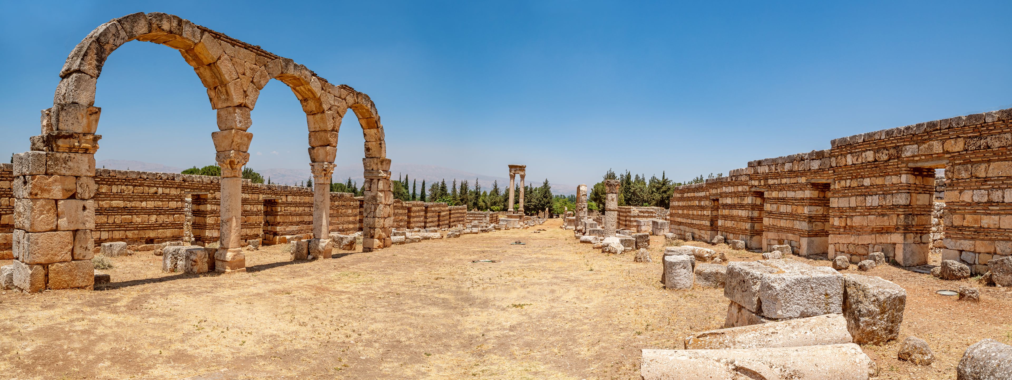 Ancient ruins in the city of Anjar, Lebanon.