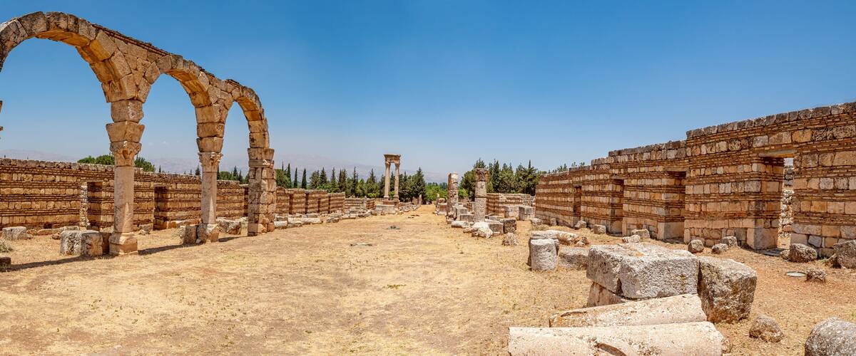 Ancient ruins in the city of Anjar, Lebanon.