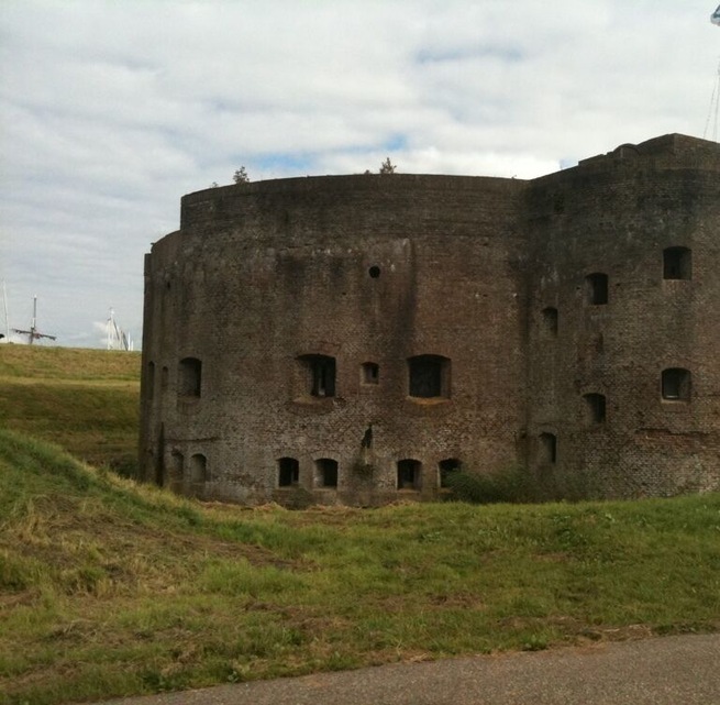 Old navel gun battery to protect the entrance of Muiden harbor