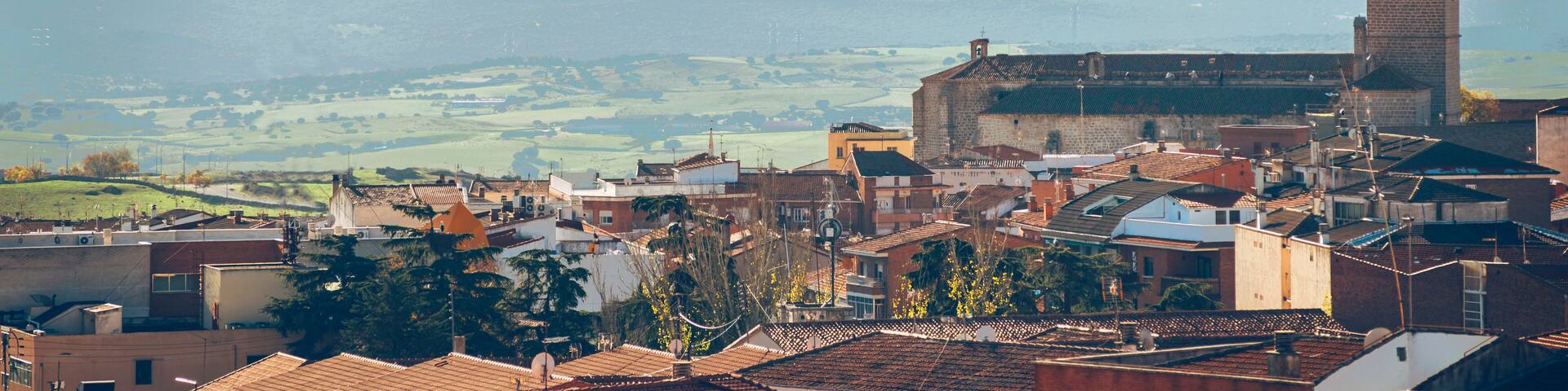 Panoramic view of Colmenar Viejo, a small town in Madrid, Spain