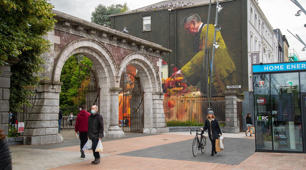 Cork City Centre which includes outdoor art and street scenes