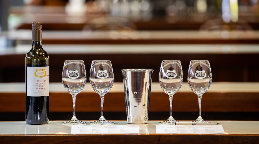 Brown Brothers Milawa Vineyard featuring drinks or beverages