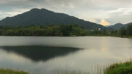 the lake on the background of mountain in the Darul Quran Institution