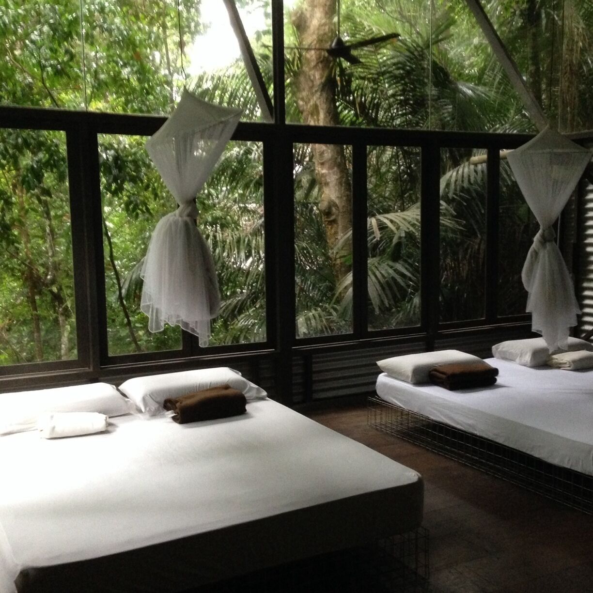 Fancy a glass house right in the middle of the jungle. Sekeping Serendah is an exotic quick getaway about an hour drive from Kuala Lumpur. Ask for the glass house that can accommodate max 6 pax.  A little pricey but worth it. Other facilities include jungle pool, jungle trekking, waterfalls, streams etc.  