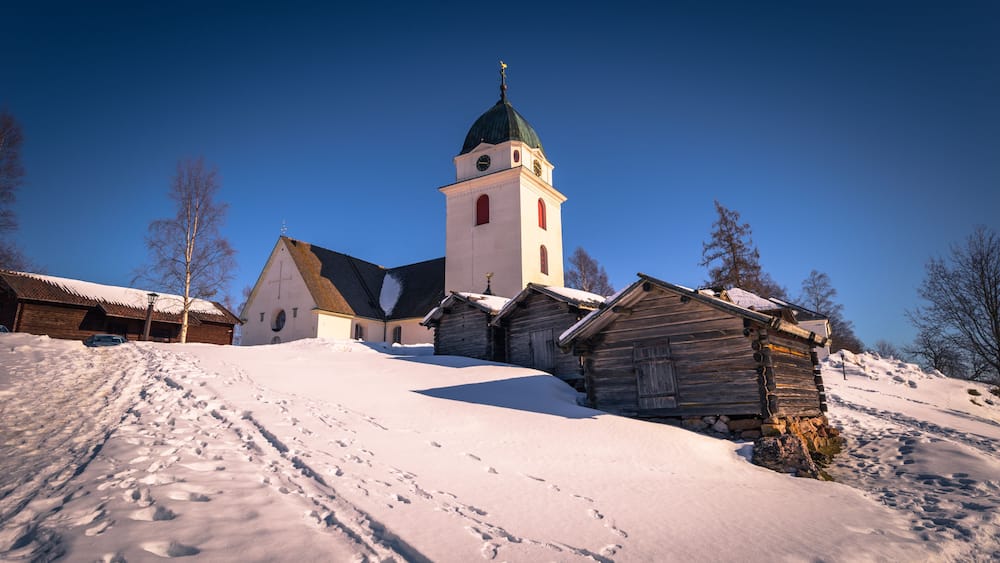 Rattvik - March 30, 2018: Old church of Rattvik, Dalarna, Sweden