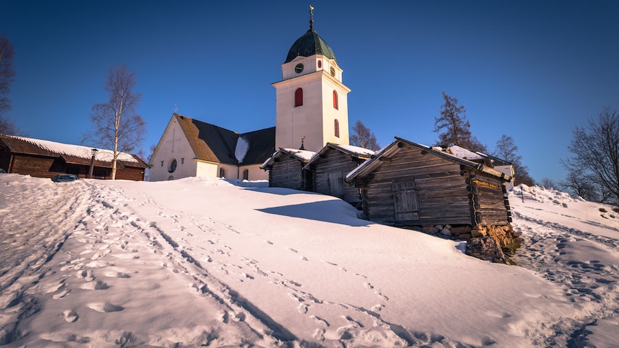 Rattvik - March 30, 2018: Old church of Rattvik, Dalarna, Sweden