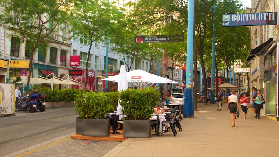 Mariahilfer Street which includes street scenes, a city and outdoor eating