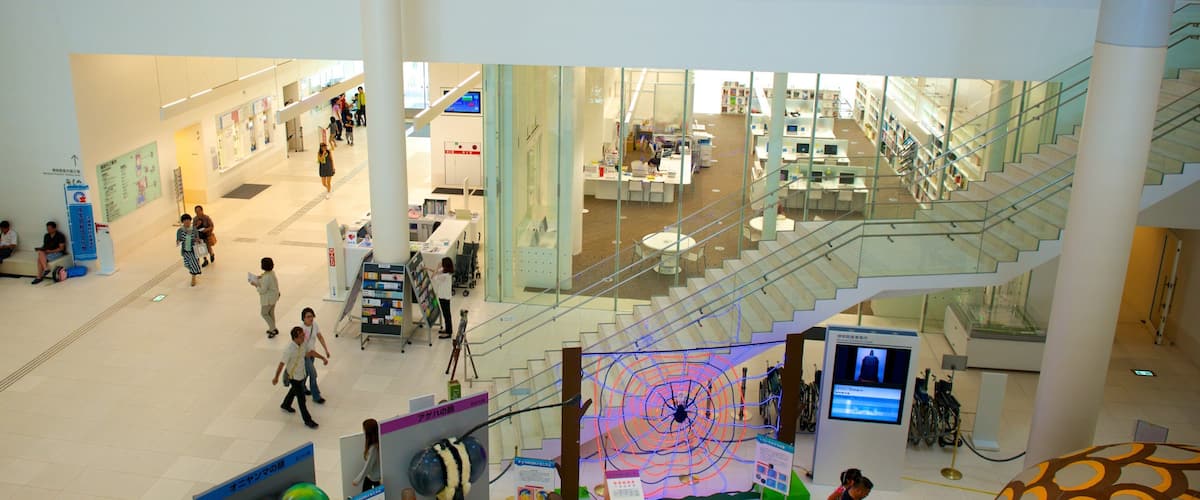 Okinawa Prefectural Museum and Art Museum which includes art and interior views