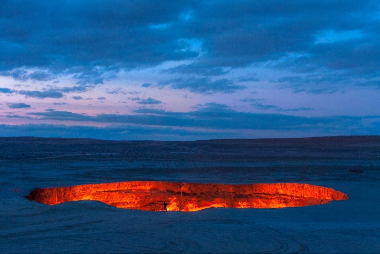 The Door to Hell 

When the soviets were drilling for oil in the seventies, the ground collapsed into a wide crater. There was gas escaping and the engineers feared for the safety of the villages nearby. They decided to set fire so it would burn out in a week. However, it’s been burning from the last 45 years. Locals call this the gateway to hell, hundreds of kilometers deep in the karakum desert 

#darvaza #turkmenistan 