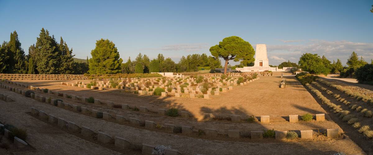 Panoramic view of the Lone Pine Anzac Memorial. At the Gallipoli Battlefields in Gallipoli, Turkey country